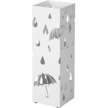 Elegante decoratie voor thuis of op kantoor: metalen parapluhouder met regendruppeldesign, wit, 49 x 15,5 x 15,5 cm.