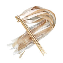 20pcs Lace Ribbon Stick Wands with Bell Silk Fairy Stick Wand Streamers for Wedding Party Activities Decor for Gymnastics, Dance With bell 20pcs