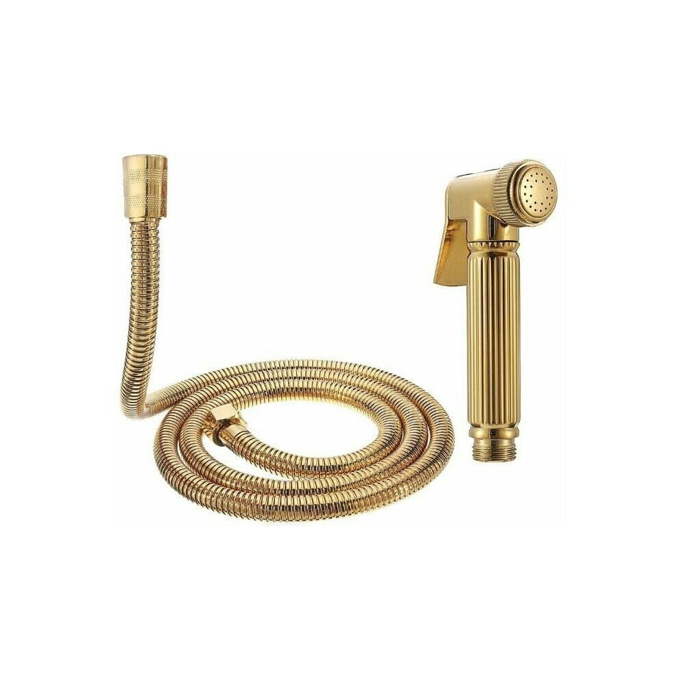 Leakproof Solid Brass Bidet Sprayer, Adjustable Water Flow Ensures Customized Cleaning, Gold Finish For A Luxurious Bathroom Upgrade 9148971025064