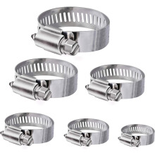 Hose Clamp Set, Stainless Steel Worm Gear Adjustable 16-25mm, High Torque For Secure Connections In Plumbing, Automotive