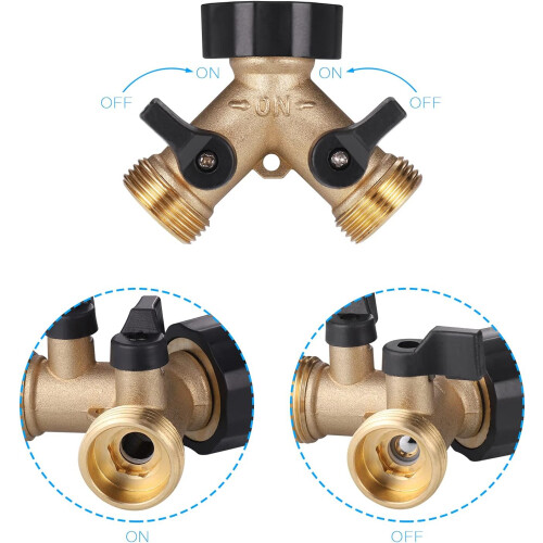Double Outlet Faucet, Solid Brass Construction Ensures Durability And Reliability, Eco-Friendly And High Flow Capabilities, Standards Dimensions 3/4 I 2