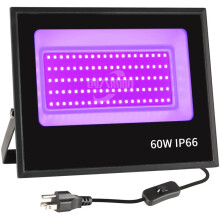 UV-projektør med selvlysende lys til sceneeffekter, nem at installere IP66 Vandtæt sort projektør med fluorescerende reaktiv 120 grader