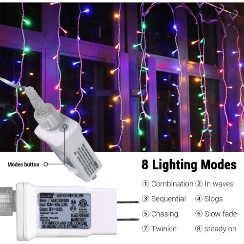 Energy-Saving Icicle Christmas Lights, 5M LED Connectable Decorative String Lights with 8 Modes Memory Function for Indoor Outdoor Holiday Decor 1
