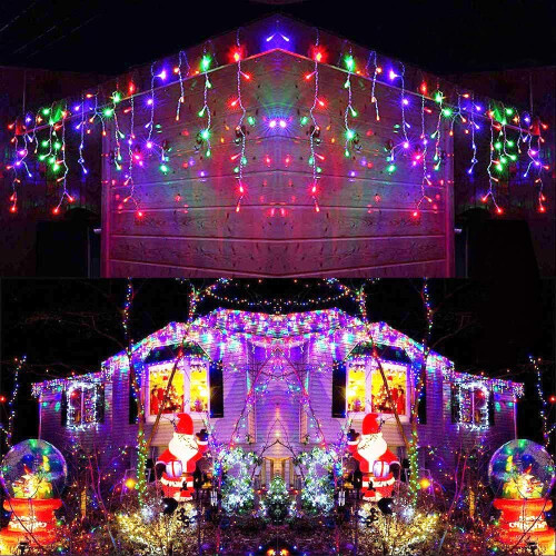 Energy-Saving Icicle Christmas Lights, 5M LED Connectable Decorative String Lights with 8 Modes Memory Function for Indoor Outdoor Holiday Decor