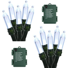 Waterproof Outdoor Use Mini String Lights, Battery Operated Christmas Lights Energy Saving Durable Warm White LED Bulbs for 8 Lighting Modes Easy