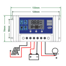 Rialaitheoir Muirir Painéil Gréine 30A, Córas Uath-Bhrath 12V/24V le hAschur USB Dúbailte le haghaidh Muirearú Tapa, Cosaint Ciorcaid Ghearr a