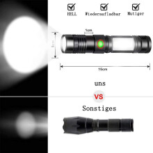 Superlys LED-taktisk lommelykt, oppladbare USB-lommelykter med sterk magnet og COB-lys for utendørs camping, vanntett og holdbar kompakt