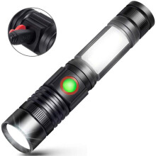 Lanternă tactică cu funcție de zoom, impermeabilă, 1000 lumeni, super luminoasă, bază magnetică, lumină laterală COB pentru situații de