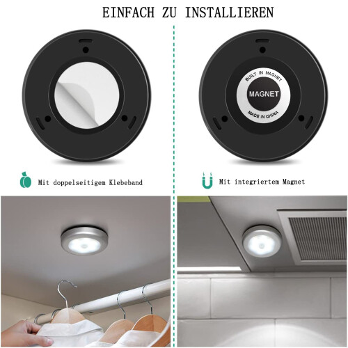 Solução de iluminação interna, luz LED com sensor de movimento, sem fio, com acendimento automático e luminosidade intensa para quarto, 2