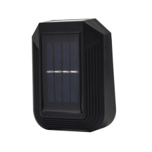 Solarpowered LED wall light, weatherproof outdoor lamp for garden, warm white LEDs for entrance areas and terrace lighting.