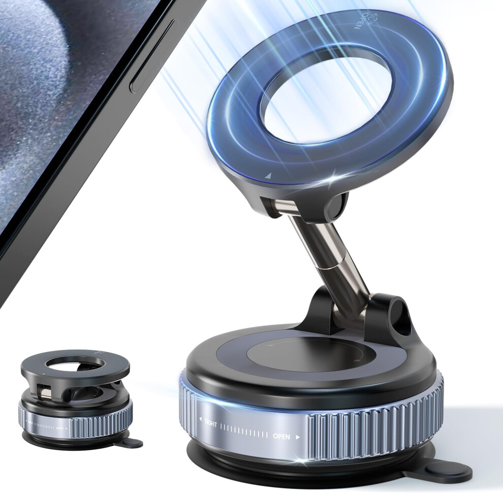 Upgraded Vacuum Magnetic Phone Holder Stand, Magsafe Suction Cup Mount 89Lbs Strongest Suction 2800Gf Magnetic Adjustable Swivel Lock 9412369109286