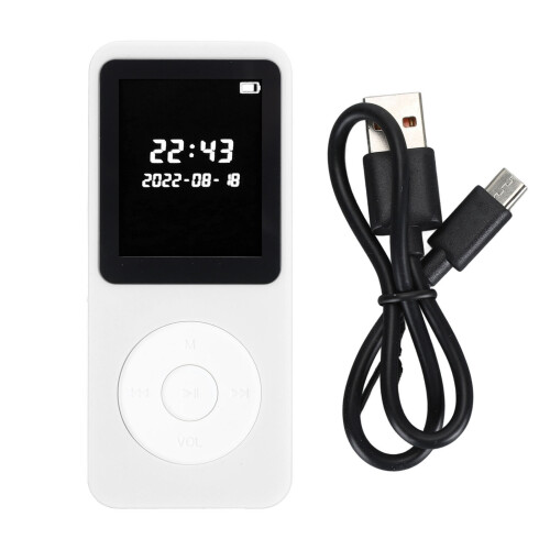Bluetooth 5.0 MP3-Player mit FM, Wecker, LCD-Display, Weiß, Kein Speicher 2