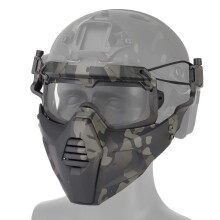 Airsoft Paintball Half Face Protection Goggles Set Polycarbonate Lens Adjustable Strap FAST Helmet Compatible