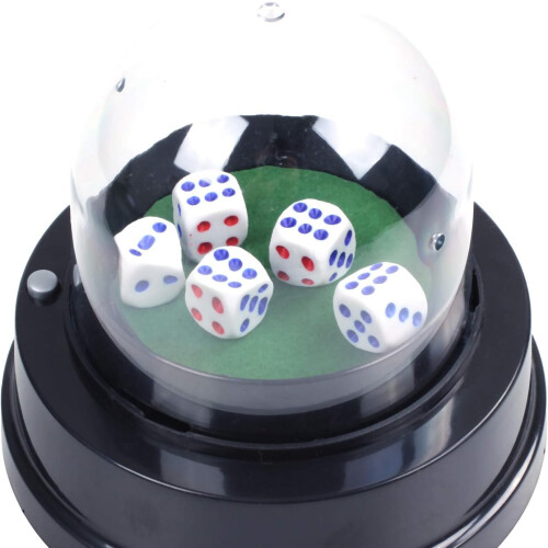 Automatic Dice Roller Cup Batteryoperated Pub Bar Party Game with 5 Dice Black 2