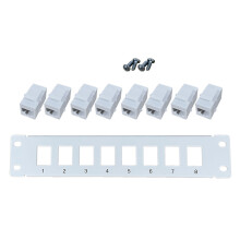 8 Port CAT6 RJ45 Through Coupler Patch Panel with Back-White