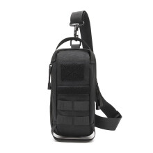 Tactical Sling Shoulder Bag Military Chest Bag Belt Waist Bag Multifunctional Belt Bag for Outdoor Hunting EDC Tool Bag Black
