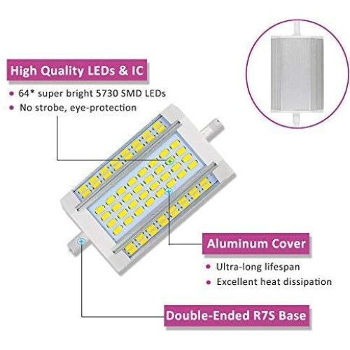 Προβολέας 30W J118LED, Λαμπτήρας R7S με βάση αλουμινίου αεροσκαφών για φωτισμό 2