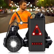 Lampada da petto per corsa notturna con angolo del fascio regolabile, impermeabile e ricaricabile, lampada di sicurezza ultra luminosa, cinturino di
