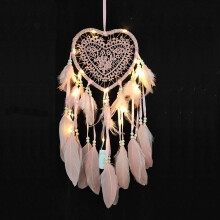 Dream Catcher Wall Decor, White Lace Handmade Feathers With Led Light, Bohemian Home Decor Symbolizing Beauty Eliminate Nightmares Ideal Gift