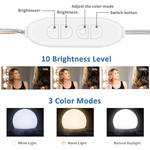 Adjustable Hollywood LED Vanity Lights, 14 Dimmable Bulbs For Makeup Table, USB-Powered Mirror Lights With Smart Memory Function, Easy To Install DIY 2