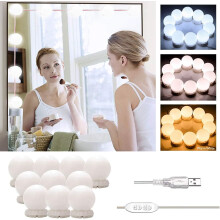 LED-spiegelverlichting, Hollywood-stijl make-upverlichting met 10 dimbare lampjes, flexibele stroomopties, multifunctionele make-upverlichting,