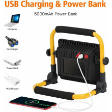 50W Rechargeable LED Lamp, Super Bright Floodlight with Adjustable Main Body for Different Angles, Energy Saving COB LED Portable & Waterproof Work