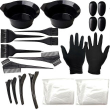 (As show, One size) Hair Dye Coloring Kit Hair Dye Brush With Hair Tinting Bowl Dye Brush Ear Cover Gloves For DIY Salon Hair Coloring Bleaching