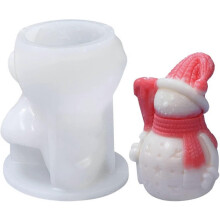 (As show, One size) Snowman Candle Silicone Mold, Christmas Soy Wax Soap Mold, Fondant Chocolate Candy Cake Mould, Epoxy Resin Mold