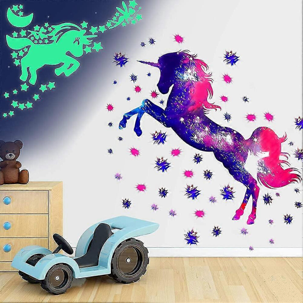 (As Show, One Size) Unicorn Wall Stickers,Unicorn Wall Stickers For Heilwiy Kids,Unicorn Starry Sky Kikidex
