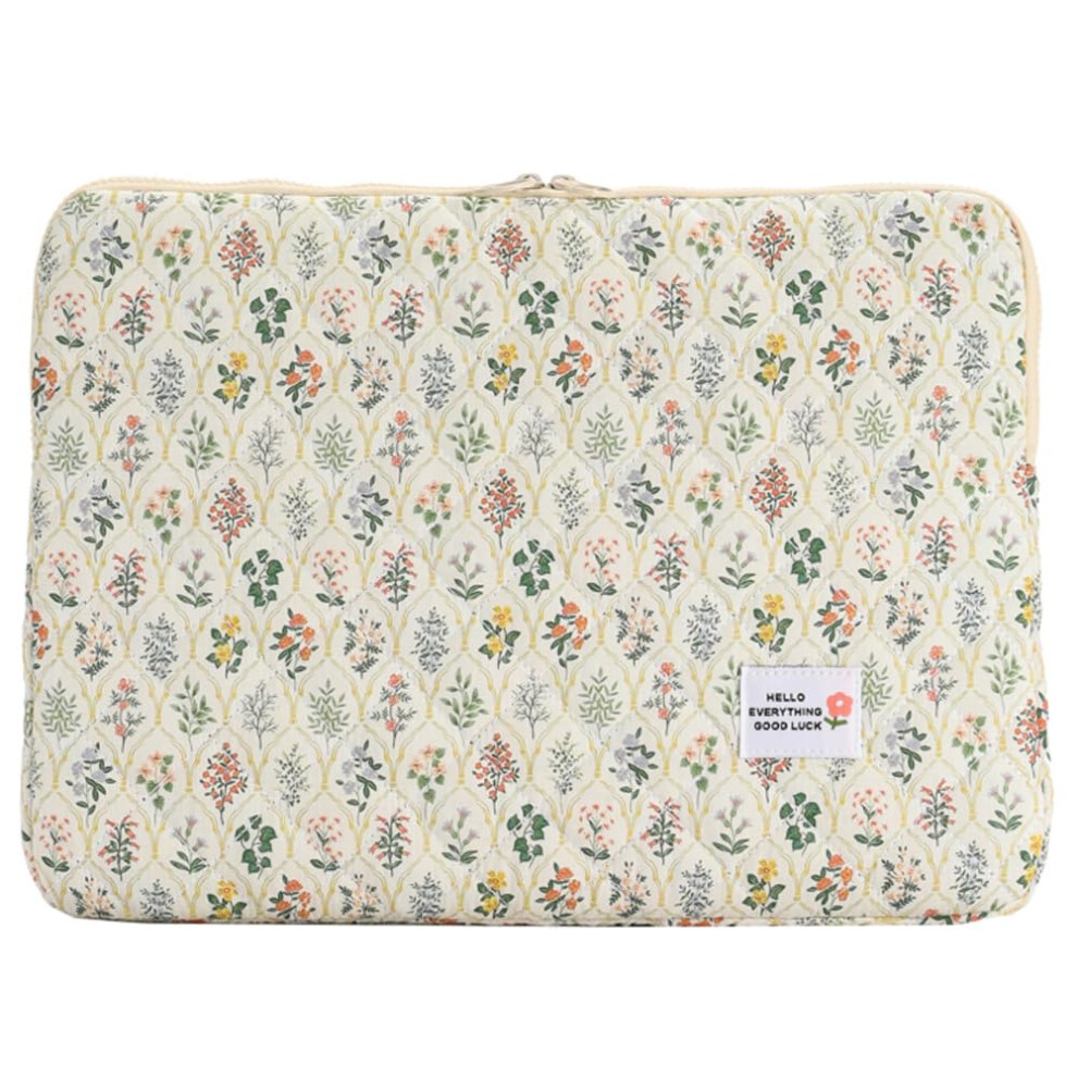Puffy Laptop Sleeve 1315.6 Inch Cute Floral Laptop Case Soft Quilted Computer Case Protective Cover For Macbook Notebook Bgreen 15 Inch 9412369112170