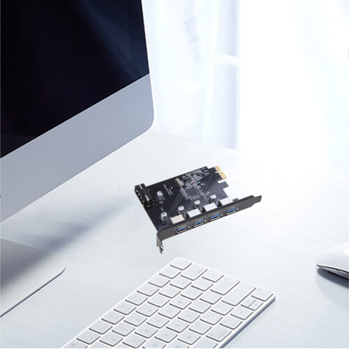 4Port USB3.0 PCI-E Expansion Card 5Gbps Power Socket 4pin Power 2
