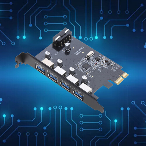 4Port USB3.0 PCI-E Expansion Card 5Gbps Power Socket 4pin Power 1
