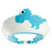 Baby Shower Cap for Children, Hair Washing Protection, Cute Dinosaur Shape (Blue)