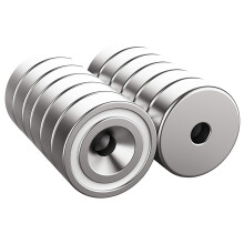 Pot Magnet 12Piece Set, 15 Lb Pull Force, 16x5mm With Hole, Capsule, Countersunk Head, Screws 15x6mm, Silver