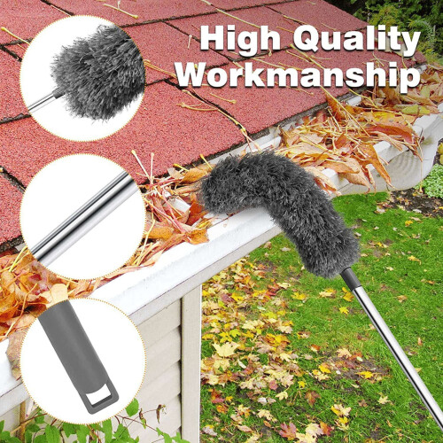 Adjustable Angle Gutter Maintenance Tool, Detachable Gutter Cleaning Brush with Telescopic Pole for Easy Storage, Efficient and Safe Alternative to La 2
