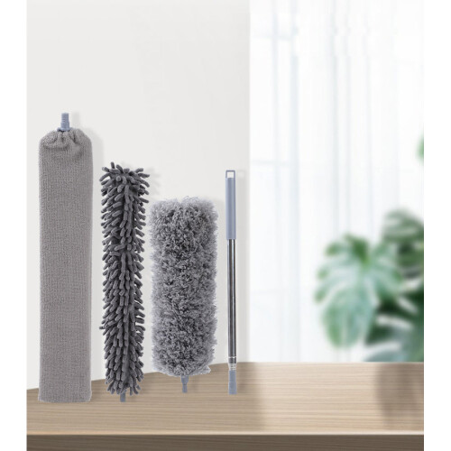Microfiber Duster with Extendable Pole, Comprehensive Cleaning Kit with Electrostatic Effect, Reusable & Washable for Effortless Housekeeping 1