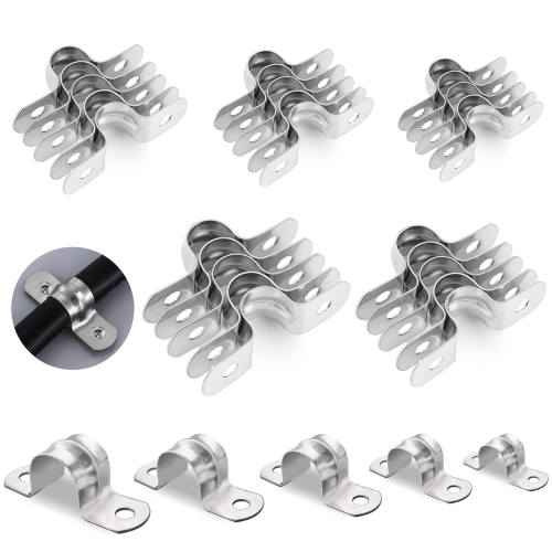 Pipe Fixing Solution, Corrosion Resistant U Bracket Clamp for Secure Support, Stainless Steel Rigid Pipe Strap with Two Hole Strap Design, Heavy Duty 2