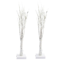 Battery Operated LED White Twig Tree, 2FT Tall Lighted Birch for Christmas Holiday Decor, Flexible Branch & Timer Function
