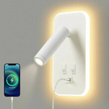 Podwójna niezależna lampa ścienna z przełącznikami LED, regulowana lampka nocna, nowoczesna lampka ścienna do czytania, port ładowania USB do