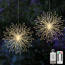 Guirlande lumineuse décorative effet feu d'artifice, lot de 2, 8 modes d'éclairage, LED à piles, intensité variable, pour intérieur et