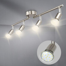Romantisk Ambient LED-skinnebelysningssett, 4-veis takspotlights med matt nikkelfinish og flervinklet belysning, ideell for å forbedre