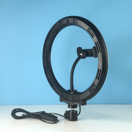 Dimmable Led Lighting For Video Production, Led Ring Light With Foldable Design And Micro-Usb Power, Compact Tripod, Smartphone Fixed Arm, And 29 1