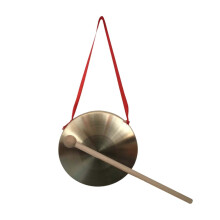 Chinese Brass Gong 30cm with Wooden Mallet and Red Ribbon for Ceremonies and Cultural Events