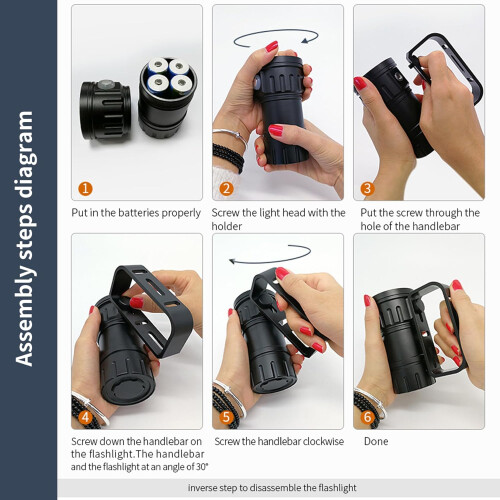 Diving Flashlight Underwater LED Dive Light Waterproof Submersible Flashlight Outdoor Diving Light 2