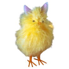 Petit poulet jaune ornement en plumes artificielles, jouet de