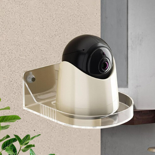 Security Camera Floating Shelf Mounting Bracket SpaceSaving for Router Shelf, Camera Holder Gutter Mount, Clear White 2