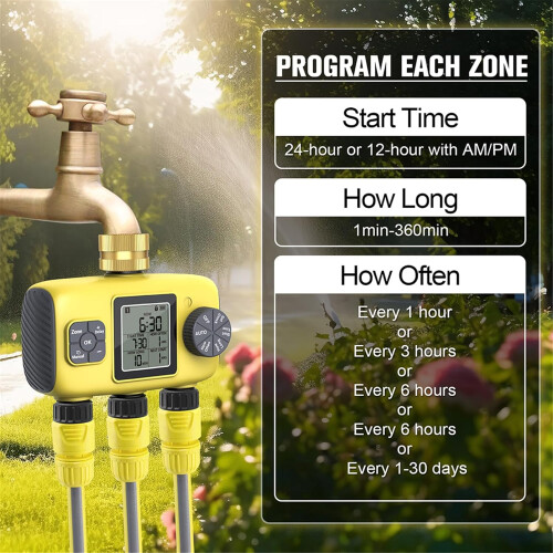 Smart Water Timer with Rain Delay, Automatic Irrigation System for Gardens, Lawns and Balconies 2