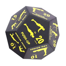 Workout dice, 12sided training dice for women and men, sports equipment, yellow.