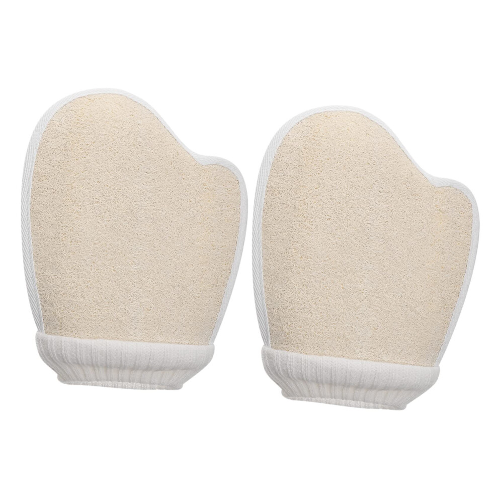 Natural Loofah Bath Gloves with Thumb Exfoliating Gloves for Body Cleansing, Ideal for Bath, Shower and Sauna, Exfoliating Cleaning Gloves