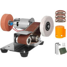 Mini Electric Sander 15Degree Belt Sharpener 7Speed Copper Motor For Wood Metal Knife Sharpening And One Size Silver